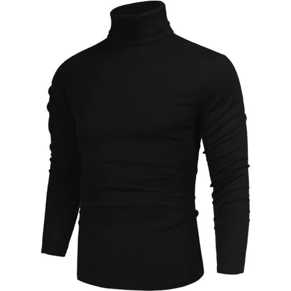 Other - Men's Casual Turtleneck Slim Fit Basic Tops Black